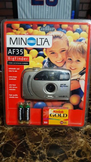 Vtg Minolta Af35 Big Finder 35mm Auto - Focus Point And Shoot Film Camera Nip