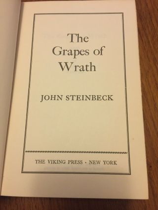 The Grapes Of Wrath 1939 John Steinbeck Hardback Vintage Collectable 4