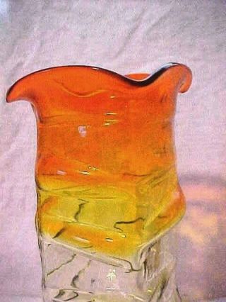 Vintage BLENKO Art Glass VASE 607 Wayne Husted Design in Tangerine 3