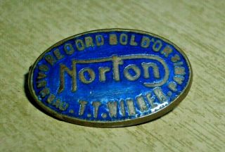 Vintage Norton Isle Of Man Tt Badge - T.  T.  Races - Iom Manx