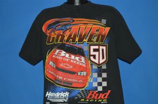 Vtg 90s Ricky Craven Budweiser Beer Bud Racing 5d Black T - Shirt Racing Nascar Xl