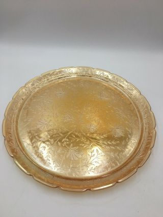 Large Vintage Amber Carnival Glass Tray