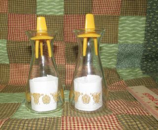 Vintage Pyrex Corning Corelle Butterfly Gold Glass Salt & Pepper Shakers Usa
