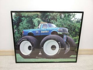 1990 ' s Vintage Bigfoot Monster Truck Poster In Frame 16 x20 Float Tire 2