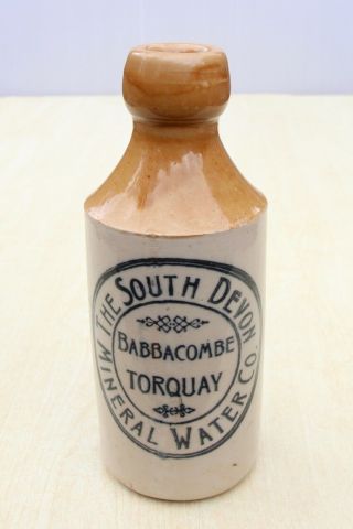 VINTAGE SOUTH DEVON MINERAL WATER Co BABBACOMBE TORQUAY GINGER BEER STONE BOTTLE 3