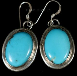 Vintage Old Pawn Navajo 90s Sterling Silver Turquoise Dangle Earrings