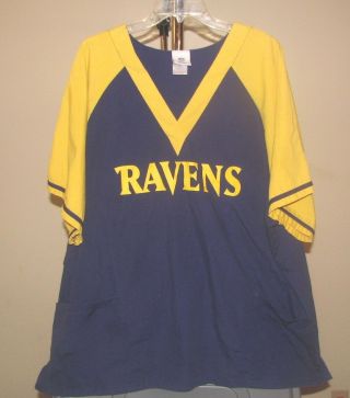 Baltimore Ravens Nfl Vintage Purple & Yellow Ravens 2xl Medical Scrubs Shirt