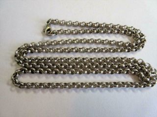 Vintage Sterling Silver 28 " Long Belcher Link Necklace,  Chain - 25.  9g