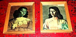 Vladimir Tretchikoff Miss Wong & The Green Girl Vintage Framed 4.  5 " X 5.  75 " Art