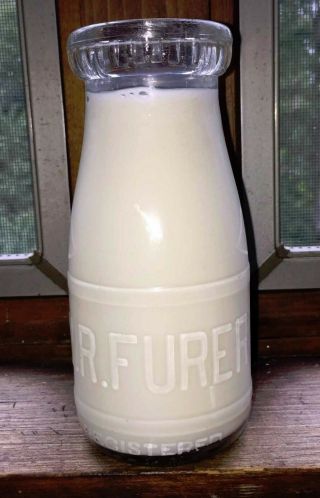 Vintage Half Pint Milk Bottle W.  R.  Furer Pat.  Nov.  22nd 1927 Tarentum,  Pa.