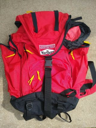 Vtg Marlboro Red Adventure Team Hiking Backpack Detachable Back Pack Waist Belt