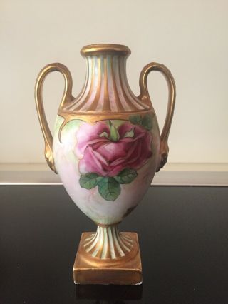 Vintage Hand Painted Porcelain Ginori Italy Floral Vase 239 Artist Signed