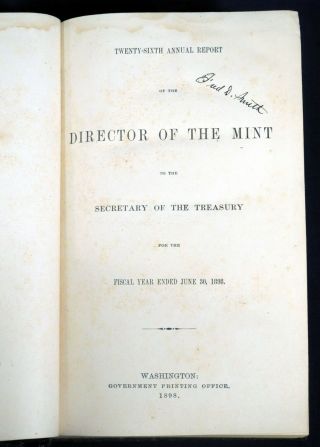 26th Annual Report of the Director of the to the Secretary of Treasury 1898 2