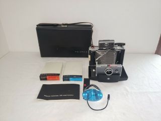 Vtg Polaroid Automatic 100 Land Camera W Case Film Flash Bellows