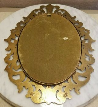Vintage Brass Metal Oval Picture Frame Convex Bubble Dome Glass Italy 13.  5 x10.  5 4