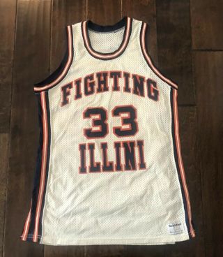 Vintage Illinois Fighting Illini Sand Knit Game Stitched Basketball Jersey Lg