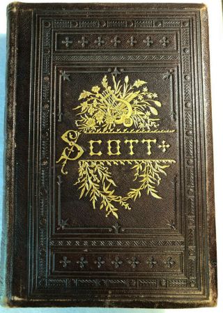 Victorian Decorative Leather Bound & Gilt Edged Scott ' s Poems by Walter Scott 2