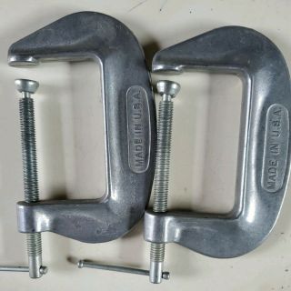2 Pc Vintage No.  66704,  4in.  Adjustable C - Clamp,  Aluminum Frame,  Made In Usa