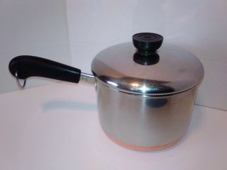 Revere Ware 2 Quart Vintage Copper Clad Bottom Saucepan Pot With Lid Clinton Ill