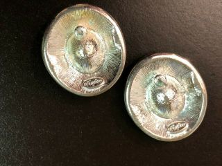 Vintage Napier Earrings Purple Amethyst Glass Rhinestone Oval Round Pierced Back 3