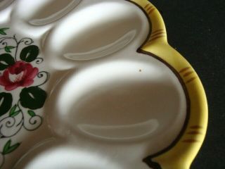 Vintage PY Rooster and Roses Deviled Egg Dish Plate Holder 9.  75 