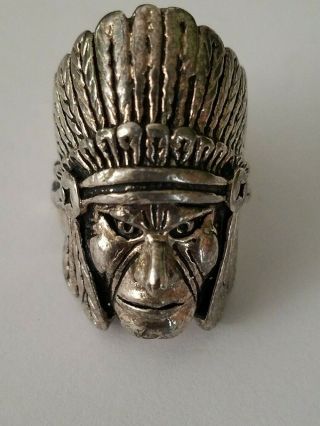 Vintage 1985 Classic Silver Plated G & S Signed Indian Chief Ring Size 8