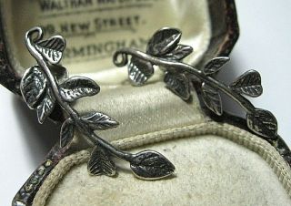 Vintage Jewellery Signed Sterling Silver Art Nouveau Vine Earrings