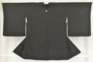 Vintage Silk Kimono Jacket:folding Fan/paper Scroll@ks97