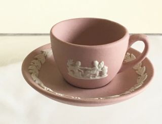 Vintage Wedgwood Pink Jasper Ware Miniature Dolls House Cup & Saucer