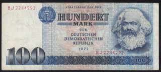 1975 100 Mark East Germany Ddr Vintage Paper Money Banknote Currency P 31a Vf