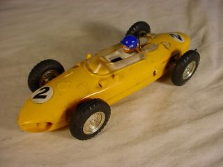 Vintage French Scalextric Ferrari 156 Sharknose C62 Yellow Slot Car