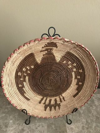 Vintage Hand Woven Basket/plate 12”eagle Motif