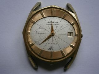 Vintage Gents Wristwatch Rovena Automatic Watch Spares Eta 2472 Swiss