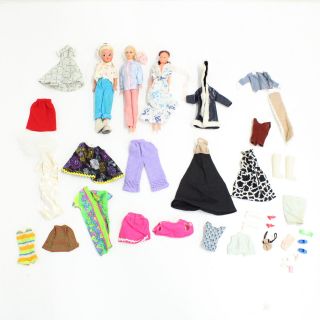 3 Vintage Dolls W/ Assorted Extra Clothes 456