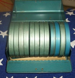 12 Vintage 5 " 8mm Movie Reels,  12 Canisters & Metal Case Empty Reels