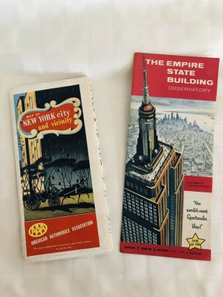 2 Vintage Maps 1959 Map Of York City And Vicinity Empire State Building