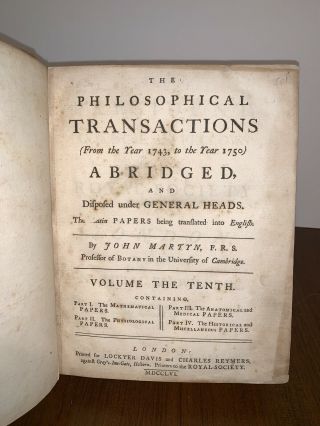 Philosophical Transactions Of The Royal Society,  Volume 10 Part One,  1756