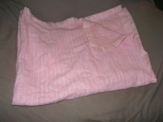 Vintage Baby Girl Pink Fleeced Acrylic Thermal Waffle Weave Woven Blanket Nylon