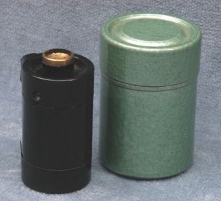 Vintage 35mm Film Cassette,  Green Hammer - Tone Metal Container - Germany