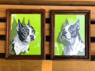 Vintage Boston Terrier Dog Paint By Numbers Painting Picture Set Wall Art