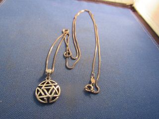 Vintage Sterling Silver Celtic Round Design Pendant And Sterling Chain