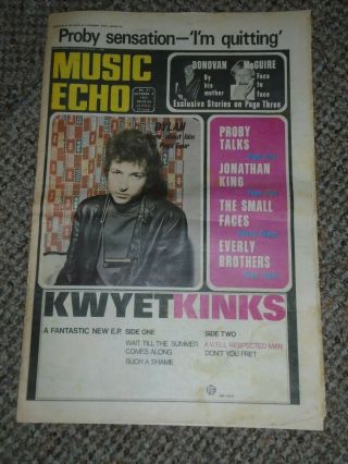 Oct 1965 Music Echo&mersey Beat Liverpool Music Paper Dylan Cover,  Small Faces Ce