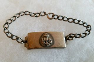 Vintage Wwii Usn Navy Locketag Sterling Silver 7 " Bracelet 13.  2 Grams Military