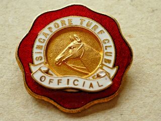 Vintage Horse Racing Badge Singapore Turf Club Official Badge Button Hole