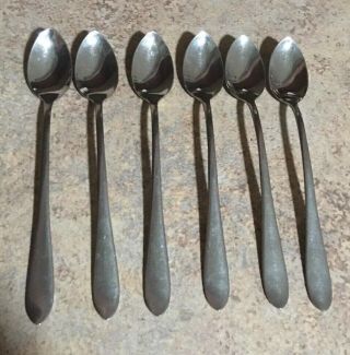 Set Of 6 Vintage Allegheny Metal Royal Stainless 7.  5  Iced Tea Spoons