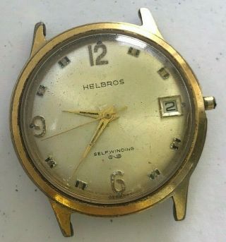 Vintage Helbros German Automatic Mens Watch With Date,  Cal.  Puw 1361