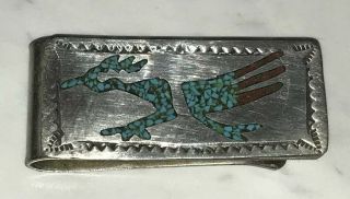 Vintage Navajo Silver And Turquoise Money Clip