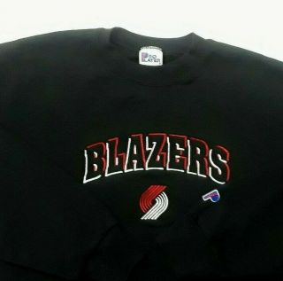 Portland Trail Blazers Nba Pro Player Mens Large Crew Sweatshirt Usa Made Vtg