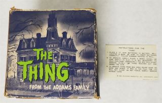 A0694 Vintage : Addams Family The Thing Bank Box & Instructions Only (1965)