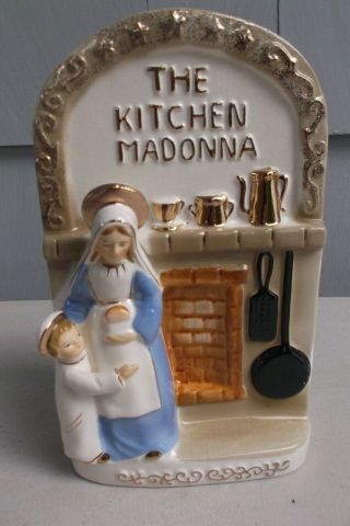The Kitchen Madonna Vintage Ceramic Wall Hanging Plaque Made In Japan